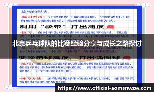 北京乒乓球队的比赛经验分享与成长之路探讨